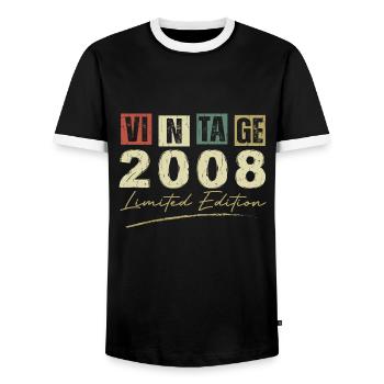 Jahrgang 2008 Original 2008 Jubiläumsgeschenk - Männer Kontrast-T-Shirt - Schwarz/Weiß - Vorne - AI Model Female 172 light (172cm) & AI Model Male 178 light (178cm)