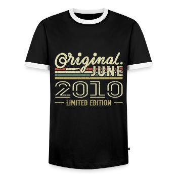 Juin 2010 Anniversaire Juin 2010 - Né en Juin 2010 - T-shirt contrasté Homme - noir/blanc - Devant - AI Model Female 172 light (172cm) & AI Model Male 178 light (178cm)