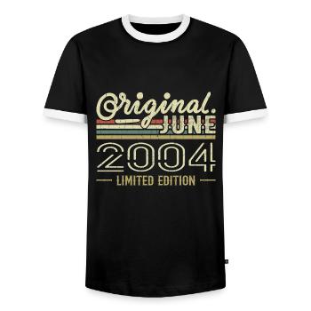 Juin 2004 Anniversaire Juin 2004 - Né en Juin 2004 - T-shirt contrasté Homme - noir/blanc - Devant - AI Model Female 172 light (172cm) & AI Model Male 178 light (178cm)