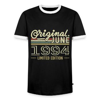 Juni 1994 Geburtstag Juni 1994 - geboren im Juni 1994 - Männer Kontrast-T-Shirt - Schwarz/Weiß - Vorne - AI Model Female 172 light (172cm) & AI Model Male 178 light (178cm)