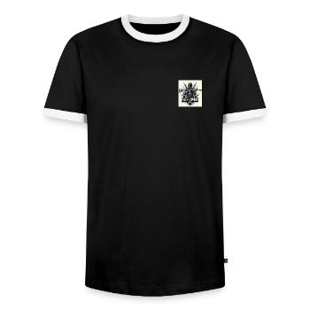 Play shooter - Männer Kontrast-T-Shirt - Schwarz/Weiß - Vorne - AI Model Female 172 light (172cm) & AI Model Male 178 light (178cm)