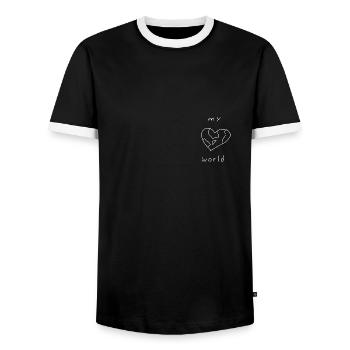 Welt Herz Liebe Zitat - Männer Kontrast-T-Shirt - Schwarz/Weiß - Vorne - AI Model Female 172 light (172cm) & AI Model Male 178 light (178cm)
