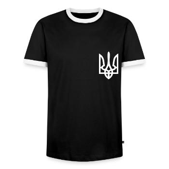 Ukraine - T-shirt contrasté Homme - noir/blanc - Devant - AI Model Female 172 light (172cm) & AI Model Male 178 light (178cm)