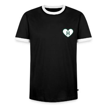 Lettre h cœur sport tendance vert - idée cadeau - T-shirt contrasté Homme - noir/blanc - Devant - AI Model Female 172 light (172cm) & AI Model Male 178 light (178cm)