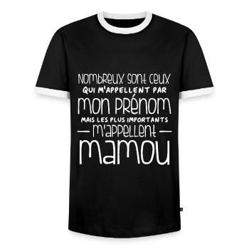Humour Mamou - T-shirt contrasté Homme - noir/blanc - Devant - AI Model Female 172 light (172cm) & AI Model Male 178 light (178cm)