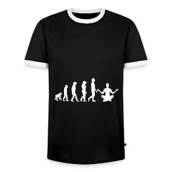 Yoga Evolution - Männer Kontrast-T-Shirt - Schwarz/Weiß - Vorne - AI Model Female 172 light (172cm) & AI Model Male 178 light (178cm)