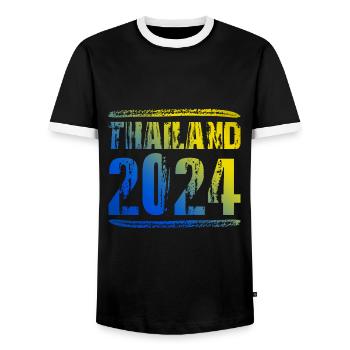 Thaïlande 2024 Vacances colorées - T-shirt contrasté Homme - noir/blanc - Devant - AI Model Female 172 light (172cm) & AI Model Male 178 light (178cm)