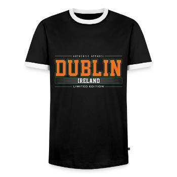 Dublin - T-shirt contrasté Homme - noir/blanc - Devant - AI Model Female 172 light (172cm) & AI Model Male 178 light (178cm)