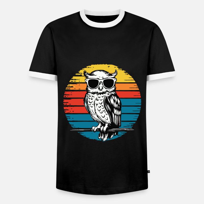 Nachteule Eule Eulen Vogel - Männer Kontrast-T-Shirt - Schwarz/Weiß