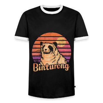 Binturong Bearcat Gift - Men's Ringer Shirt - black/white - Front - AI Model Female 172 light (172cm) & AI Model Male 178 light (178cm)