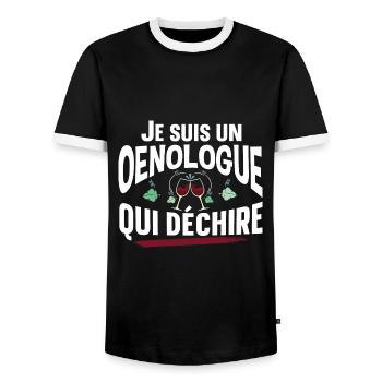 Œnologue œnologie Viticulteur Vin Alcool Cadeau - T-shirt contrasté Homme - noir/blanc - Devant - AI Model Female 172 light (172cm) & AI Model Male 178 light (178cm)