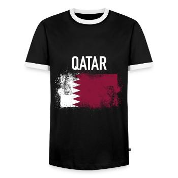 Qatar - Men's Ringer Shirt - black/white - Front - AI Model Female 172 light (172cm) & AI Model Male 178 light (178cm)