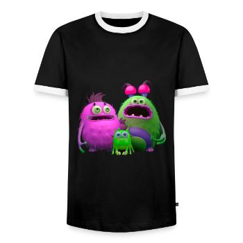 Monster Family - Men's Ringer Shirt - black/white - Front - AI Model Female 172 light (172cm) & AI Model Male 178 light (178cm)