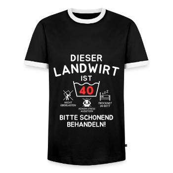 Dieser Landwirt ist 40. Schonend behandeln! - Männer Kontrast-T-Shirt - Schwarz/Weiß - Vorne - AI Model Female 172 light (172cm) & AI Model Male 178 light (178cm)