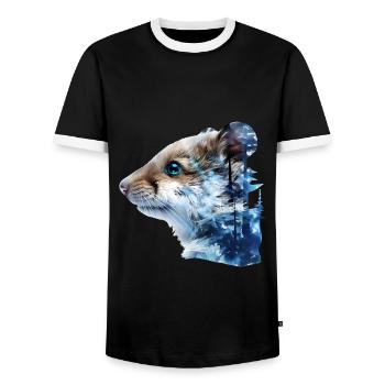 Hamster - Männer Kontrast-T-Shirt - Schwarz/Weiß - Vorne - AI Model Female 172 light (172cm) & AI Model Male 178 light (178cm)