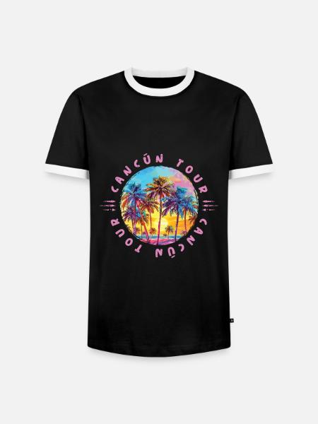 Cancun Tour Palmen - Männer Kontrast-T-Shirt - Schwarz/Weiß