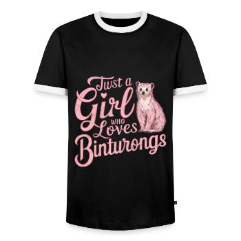 Binturong Bearcat Gift - Men's Ringer Shirt - black/white - Front - AI Model Female 172 light (172cm) & AI Model Male 178 light (178cm)