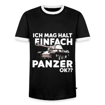 Chars Chars principaux Chars de combat Chars Chars Pilotes de chars - T-shirt contrasté Homme - noir/blanc - Devant - AI Model Female 172 light (172cm) & AI Model Male 178 light (178cm)