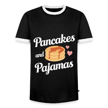Pancakes Breakfast Food Pancake - Men's Ringer Shirt - black/white - Front - AI Model Female 172 light (172cm) & AI Model Male 178 light (178cm)