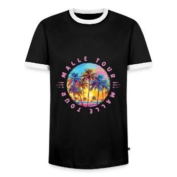 Malle Tour Palmen - Männer Kontrast-T-Shirt - Schwarz/Weiß - Vorne - AI Model Female 172 light (172cm) & AI Model Male 178 light (178cm)