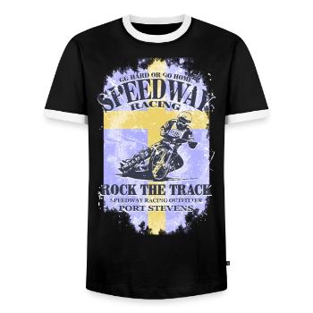 Speedway Racing - Sweden Vintage Flag - T-shirt contrasté Homme - noir/blanc - Devant - AI Model Female 172 light (172cm) & AI Model Male 178 light (178cm)