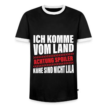 Lila Kühe Land Lustiger Spruch - Männer Kontrast-T-Shirt - Schwarz/Weiß - Vorne - AI Model Female 172 light (172cm) & AI Model Male 178 light (178cm)
