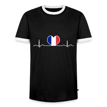 Frankreich - Männer Kontrast-T-Shirt - Schwarz/Weiß - Vorne - AI Model Female 172 light (172cm) & AI Model Male 178 light (178cm)