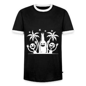 Fête, Voyage, Palmiers, Plage, Drôle - T-shirt contrasté Homme - noir/blanc - Devant - AI Model Female 172 light (172cm) & AI Model Male 178 light (178cm)