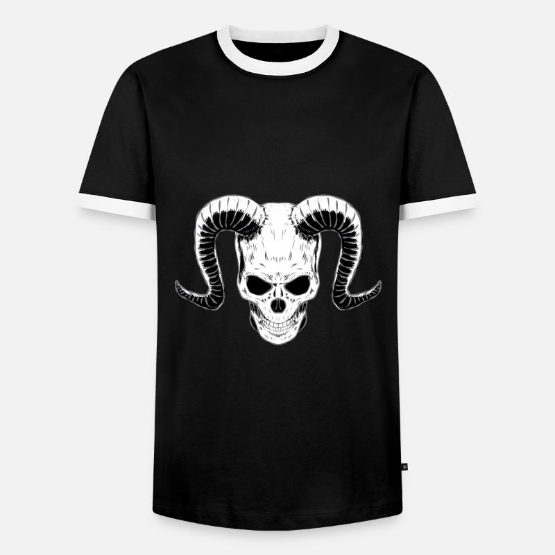 Devil Skull with Horns - Men's Ringer Shirt - black/white
