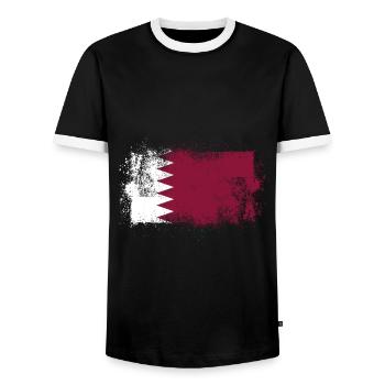 Qatar - Men's Ringer Shirt - black/white - Front - AI Model Female 172 light (172cm) & AI Model Male 178 light (178cm)