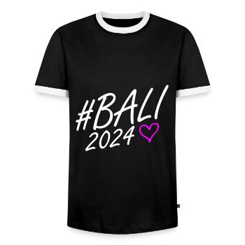 Bali 2024 Herz Reise - Männer Kontrast-T-Shirt - Schwarz/Weiß - Vorne - AI Model Female 172 light (172cm) & AI Model Male 178 light (178cm)