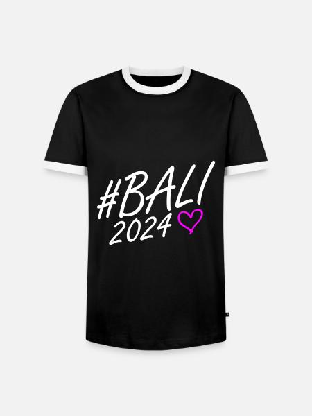 Bali 2024 Herz Reise - Männer Kontrast-T-Shirt - Schwarz/Weiß