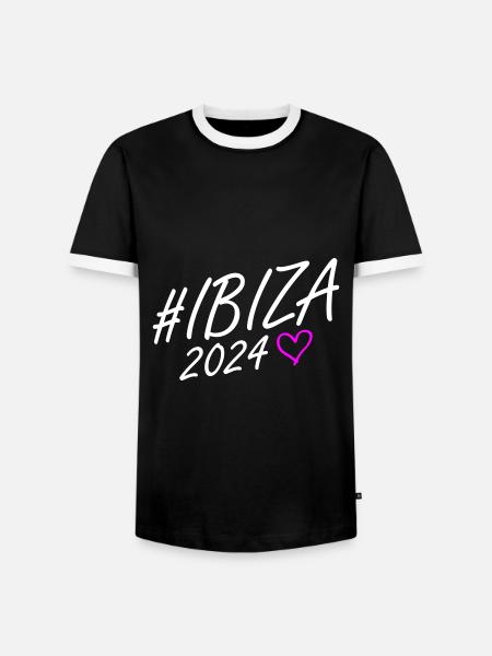 Ibiza 2024 Heart Trip - Men's Ringer Shirt - black/white