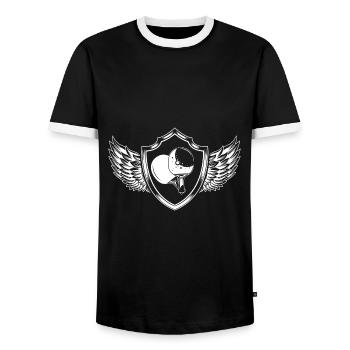Tennis de table, ping-pong, blason - T-shirt contrasté Homme - noir/blanc - Devant - AI Model Female 172 light (172cm) & AI Model Male 178 light (178cm)