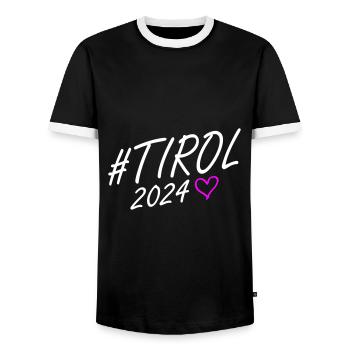 Tyrol 2024 Heart Journey - Men's Ringer Shirt - black/white - Front - AI Model Female 172 light (172cm) & AI Model Male 178 light (178cm)