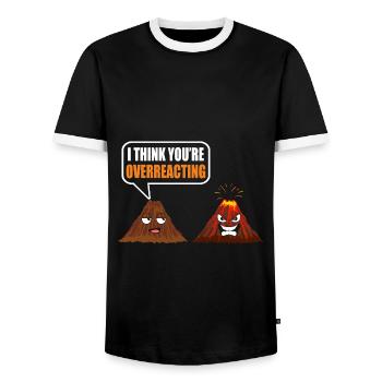 volcano - Men's Ringer Shirt - black/white - Front - AI Model Female 172 light (172cm) & AI Model Male 178 light (178cm)