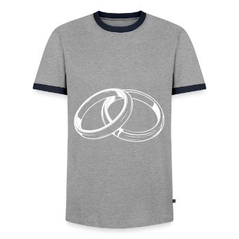 Alliances symbole silhouette mariage - T-shirt contrasté Homme - gris/marine  - Devant - AI Model Female 172 light (172cm) & AI Model Male 178 light (178cm)