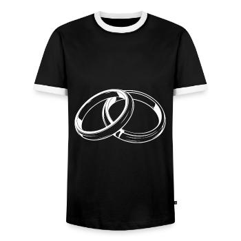 Alliances symbole silhouette mariage - T-shirt contrasté Homme - noir/blanc - Devant - AI Model Female 172 light (172cm) & AI Model Male 178 light (178cm)