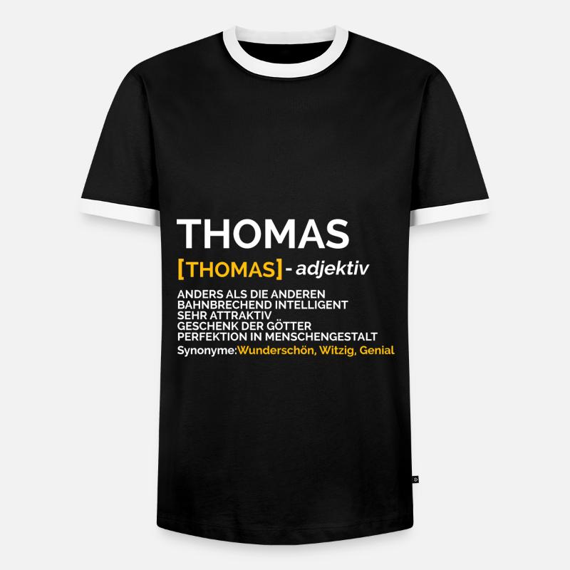 Thomas - Männer Kontrast-T-Shirt - Schwarz/Weiß