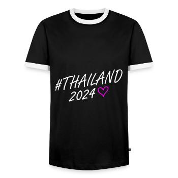 Thailand 2024 Herz Reise - Männer Kontrast-T-Shirt - Schwarz/Weiß - Vorne - AI Model Female 172 light (172cm) & AI Model Male 178 light (178cm)