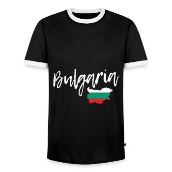 Bulgaria Travel Gift Idea - Men's Ringer Shirt - black/white - Front - AI Model Female 172 light (172cm) & AI Model Male 178 light (178cm)