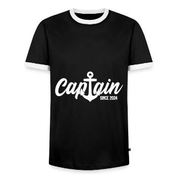 CAPTAIN SINCE 2024 - Men's Ringer Shirt - black/white - Front - AI Model Female 172 light (172cm) & AI Model Male 178 light (178cm)