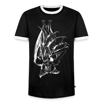 Kaffeefledermaus - Männer Kontrast-T-Shirt - Schwarz/Weiß - Vorne - AI Model Female 172 light (172cm) & AI Model Male 178 light (178cm)