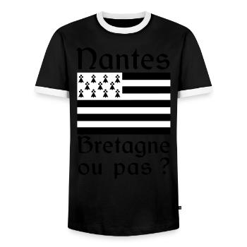Nantes Bretagne ? - T-shirt contrasté Homme - noir/blanc - Devant - AI Model Female 172 light (172cm) & AI Model Male 178 light (178cm)