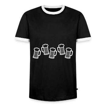 Beer Symbol Drinking Beer Glass - Men's Ringer Shirt - black/white - Front - AI Model Female 172 light (172cm) & AI Model Male 178 light (178cm)