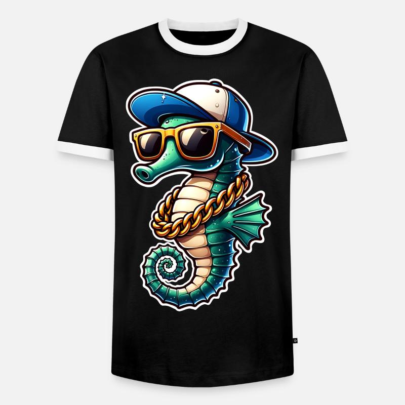 Seepferd Seepferdchen - Männer Kontrast-T-Shirt - Schwarz/Weiß