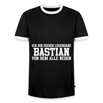 Bastian Name Design - Männer Kontrast-T-Shirt - Schwarz/Weiß - Vorne - AI Model Female 172 light (172cm) & AI Model Male 178 light (178cm)