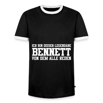 Bennett Name Design - Männer Kontrast-T-Shirt - Schwarz/Weiß - Vorne - AI Model Female 172 light (172cm) & AI Model Male 178 light (178cm)