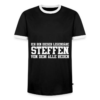 Steffen Name Design - Männer Kontrast-T-Shirt - Schwarz/Weiß - Vorne - AI Model Female 172 light (172cm) & AI Model Male 178 light (178cm)