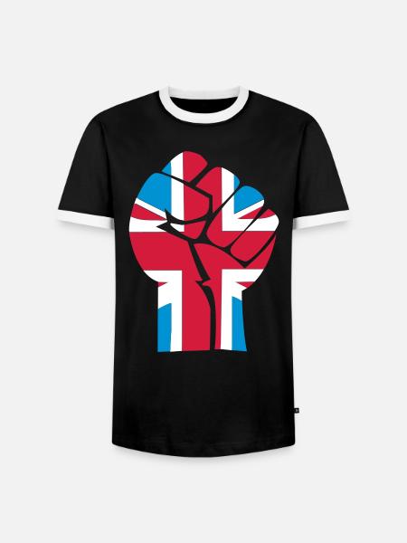 fist_uk_3clr - Men's Ringer Shirt - black/white